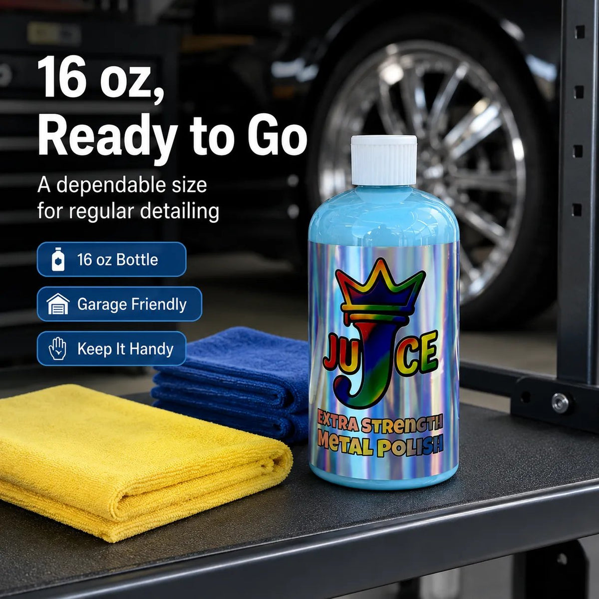 πAll-in-one Metal Polish Kit β 16oz High-Performance Cleaner with Microfiber & Denim Rags