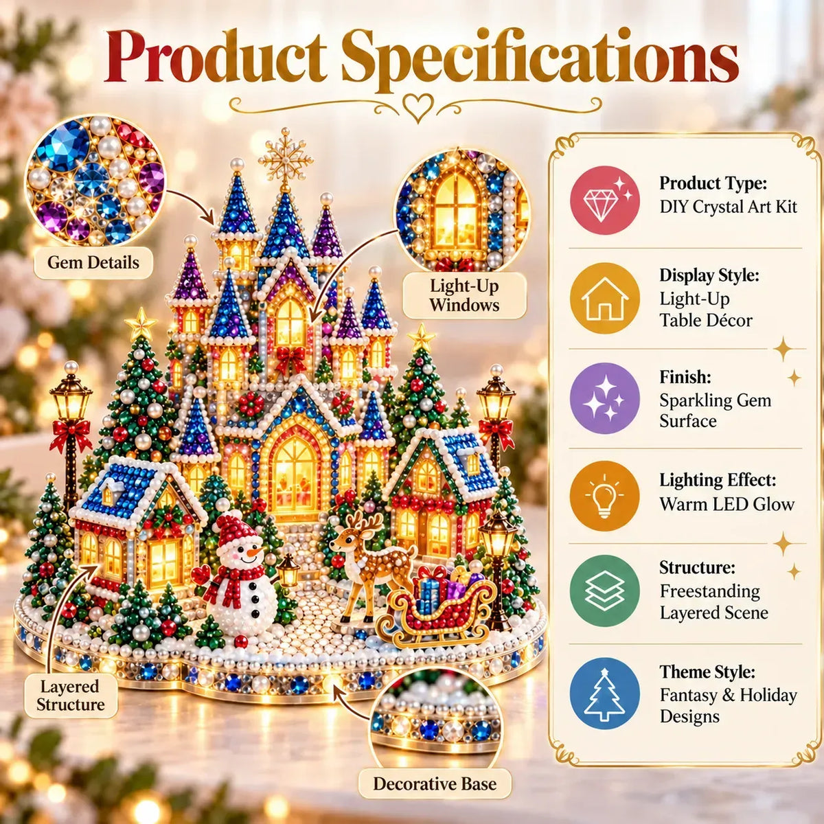 DIY Crystal Art Kit with LED Lighting – Sparkling Miniature Scenes to Create Yourself