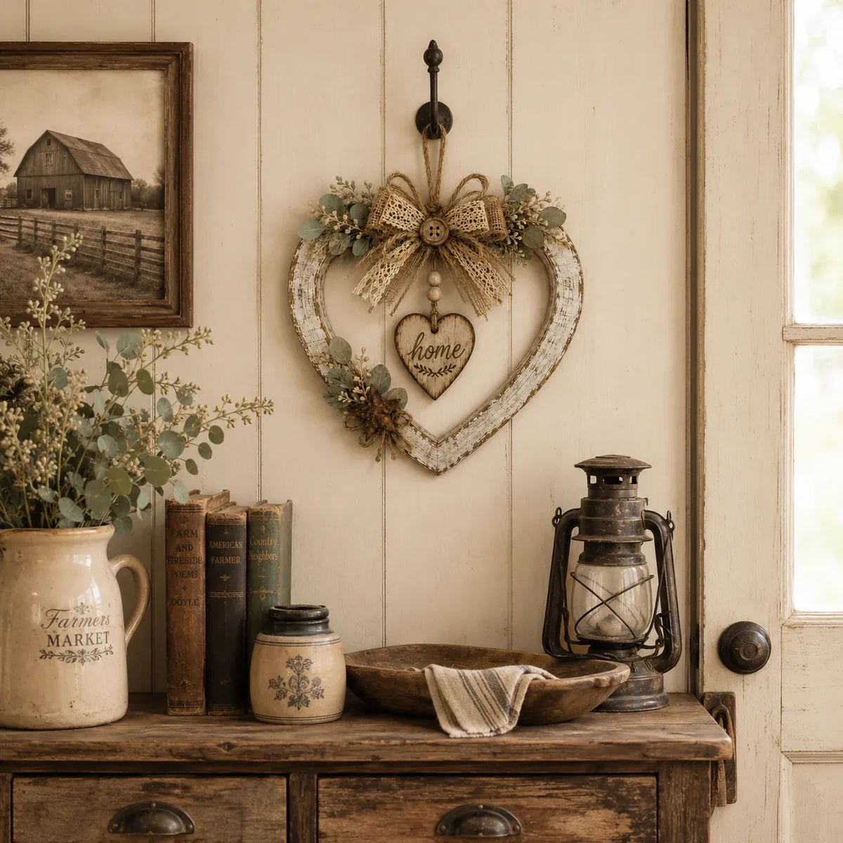 🎁Last Day 49% OFF - 🏡Rustic Farmhouse Heart Wall Decor with "Home" Sign🤎