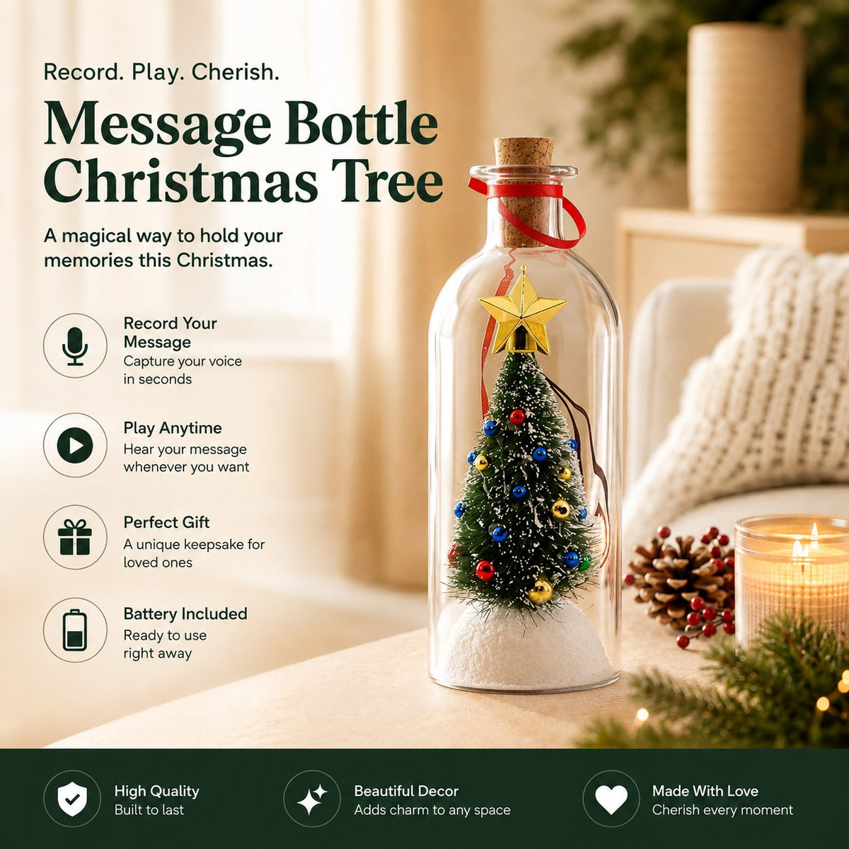 🎁Last Day 49% OFF - ✨🎄Mr. Christmas  Christmas Tree Message In A Bottle🫙