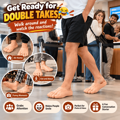 ✨🏆Early Holiday Sale 49% OFF😂 Realistic Barefoot Slippers – Funny Giant Toe Slides, Hilarious Prank Gift 👣