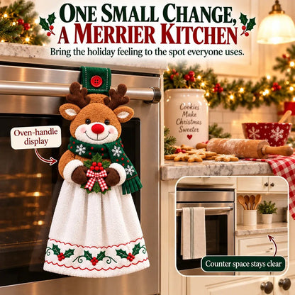 🔥 Last Day 49% OFF - 🎄Christmas Hanging Hand Towel | Button-On Loop Keeps It Within Reach⛄️