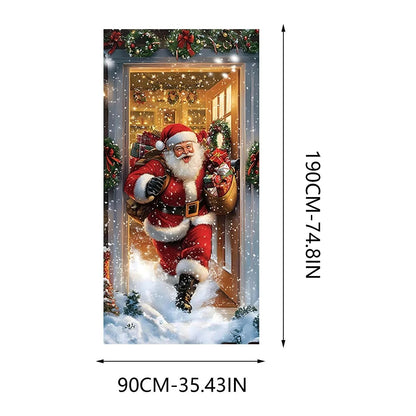 Christmas Santa Door Cover – Elastic Reusable Holiday Door Decoration