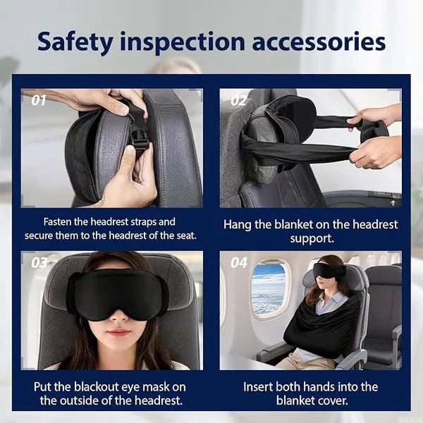 3-in-1 Airplane Sleep Support System - Carry On-Friendly Travel Bedding Accessory Set ✈️