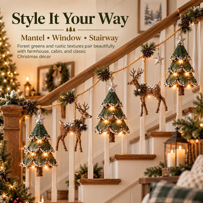 ⏰ LAST DAY 49% OFF - 🎄Lighted Woodland Christmas Garland🦌