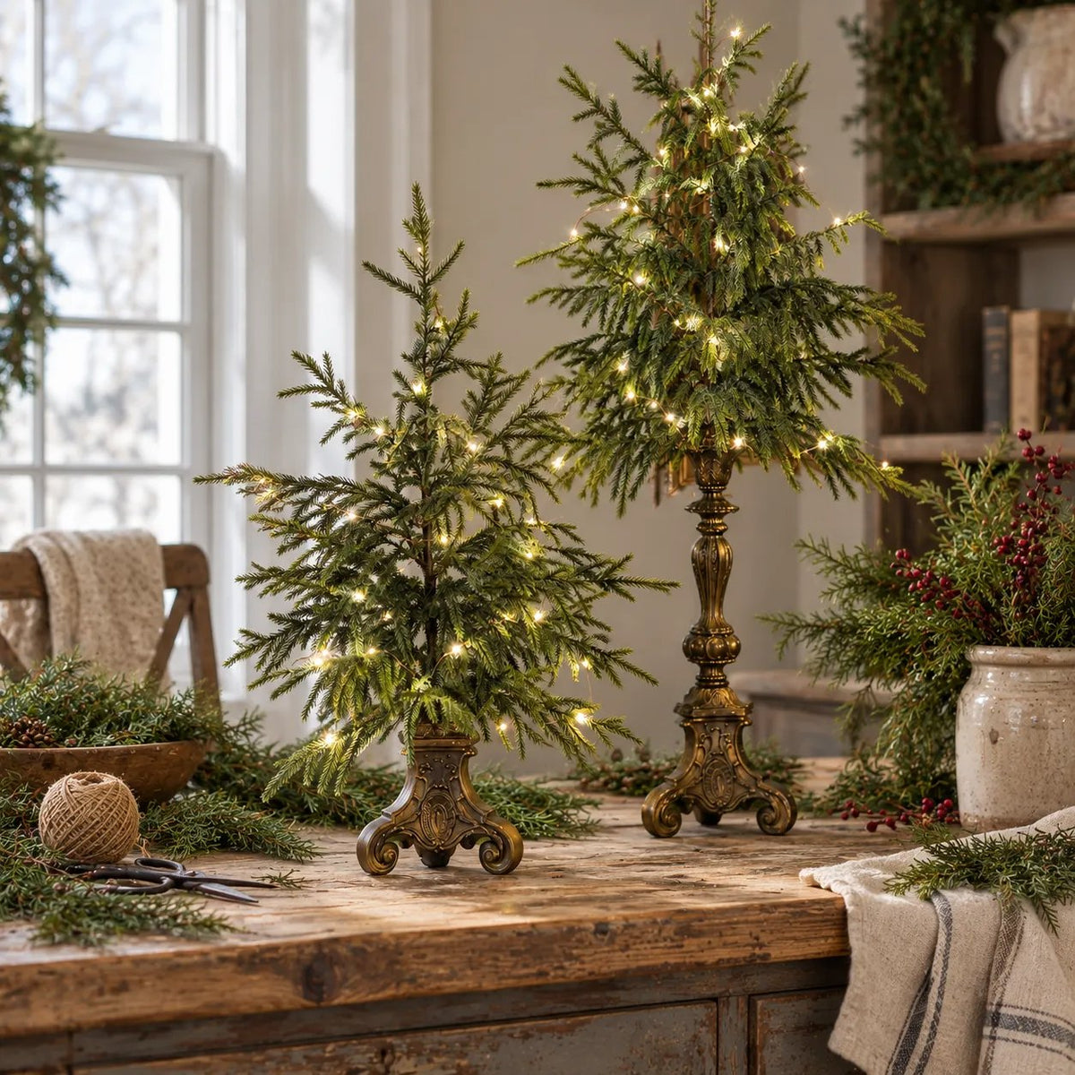 🎁Last Day 49% OFF - 🎄Vintage Lighted Norfolk Pine Trees✨