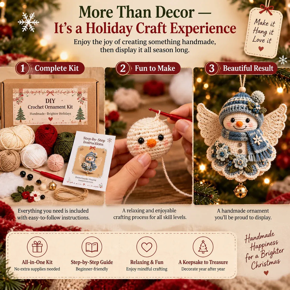 🎁Last Day 49% OFF - 🎄 DIY Crochet Christmas Angel Ornament Kit – Make, Hang & Treasure✨