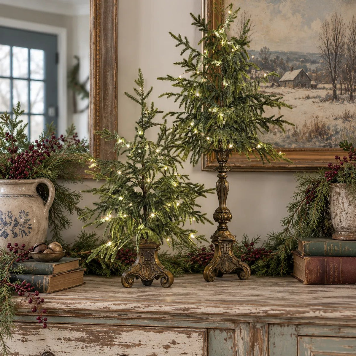🎁Last Day 49% OFF - 🎄Vintage Lighted Norfolk Pine Trees✨