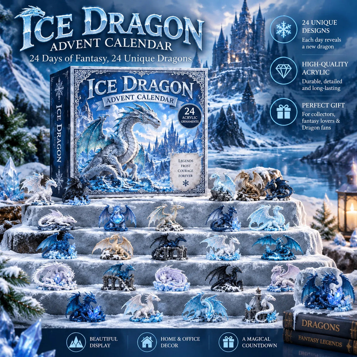 🎁Last Day 49% OFF - 🐉Ice Dragon Advent Calendar 2026 - 24-Day Festive Countdown, Acrylic Charms Blind Box✨🧊