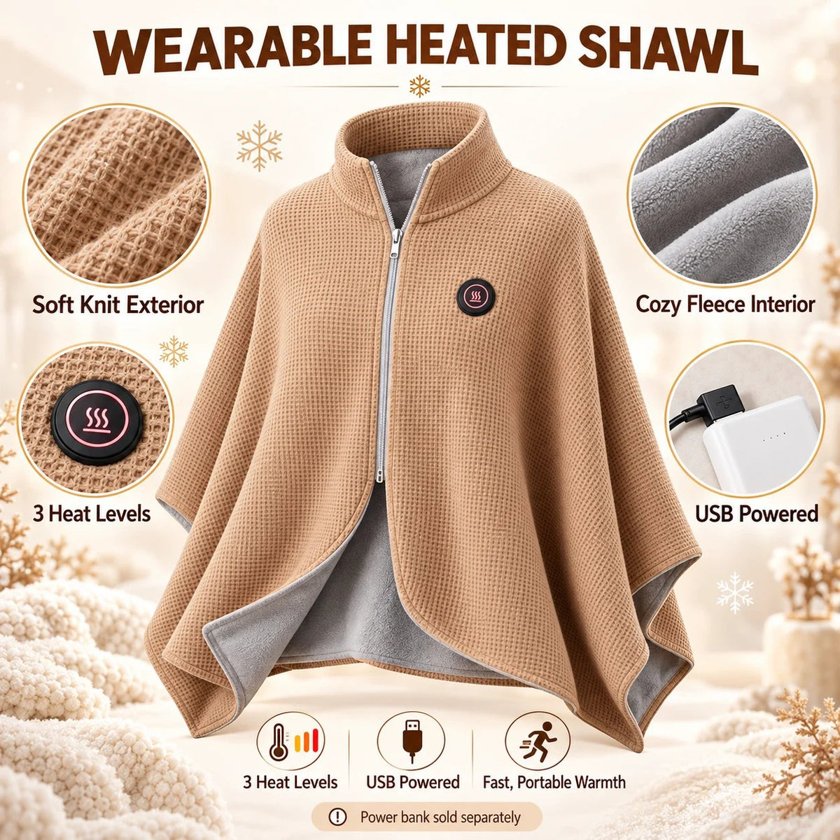 🔥Last Day 49% OFF —Wearable Heated Shawl 3 HeatLevels Portable Thermal Wrap