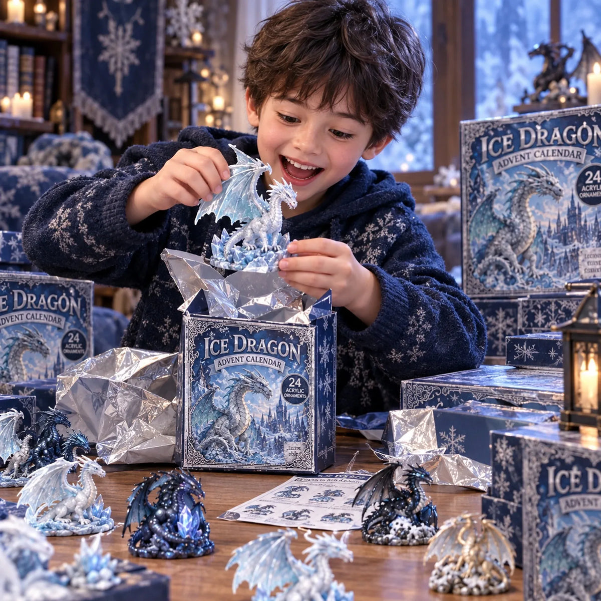🎁Last Day 49% OFF - 🐉Ice Dragon Advent Calendar 2026 - 24-Day Festive Countdown, Acrylic Charms Blind Box✨🧊