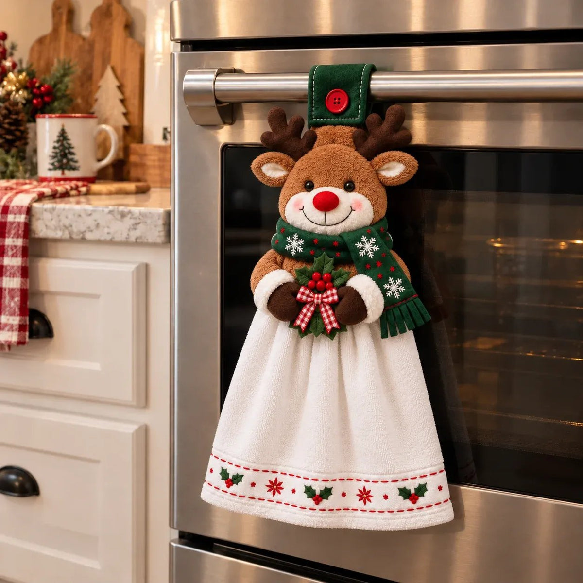 🔥 Last Day 49% OFF - 🎄Christmas Hanging Hand Towel | Button-On Loop Keeps It Within Reach⛄️