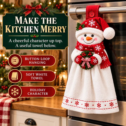 🔥 Last Day 49% OFF - 🎄Christmas Hanging Hand Towel | Button-On Loop Keeps It Within Reach⛄️