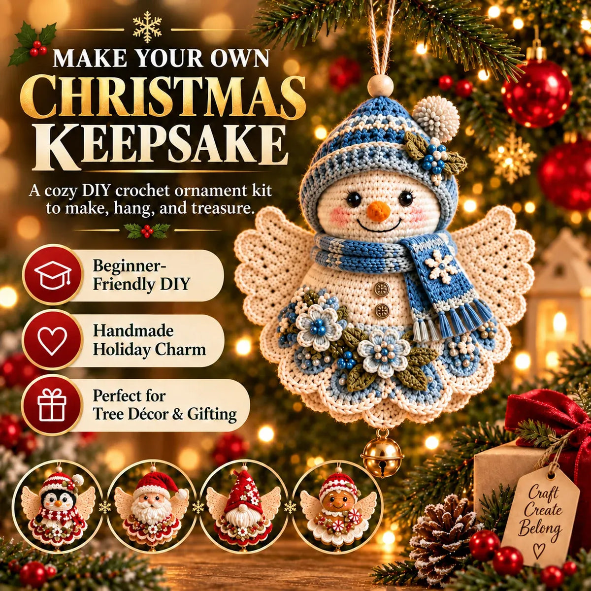 🎁Last Day 49% OFF - 🎄 DIY Crochet Christmas Angel Ornament Kit – Make, Hang & Treasure✨