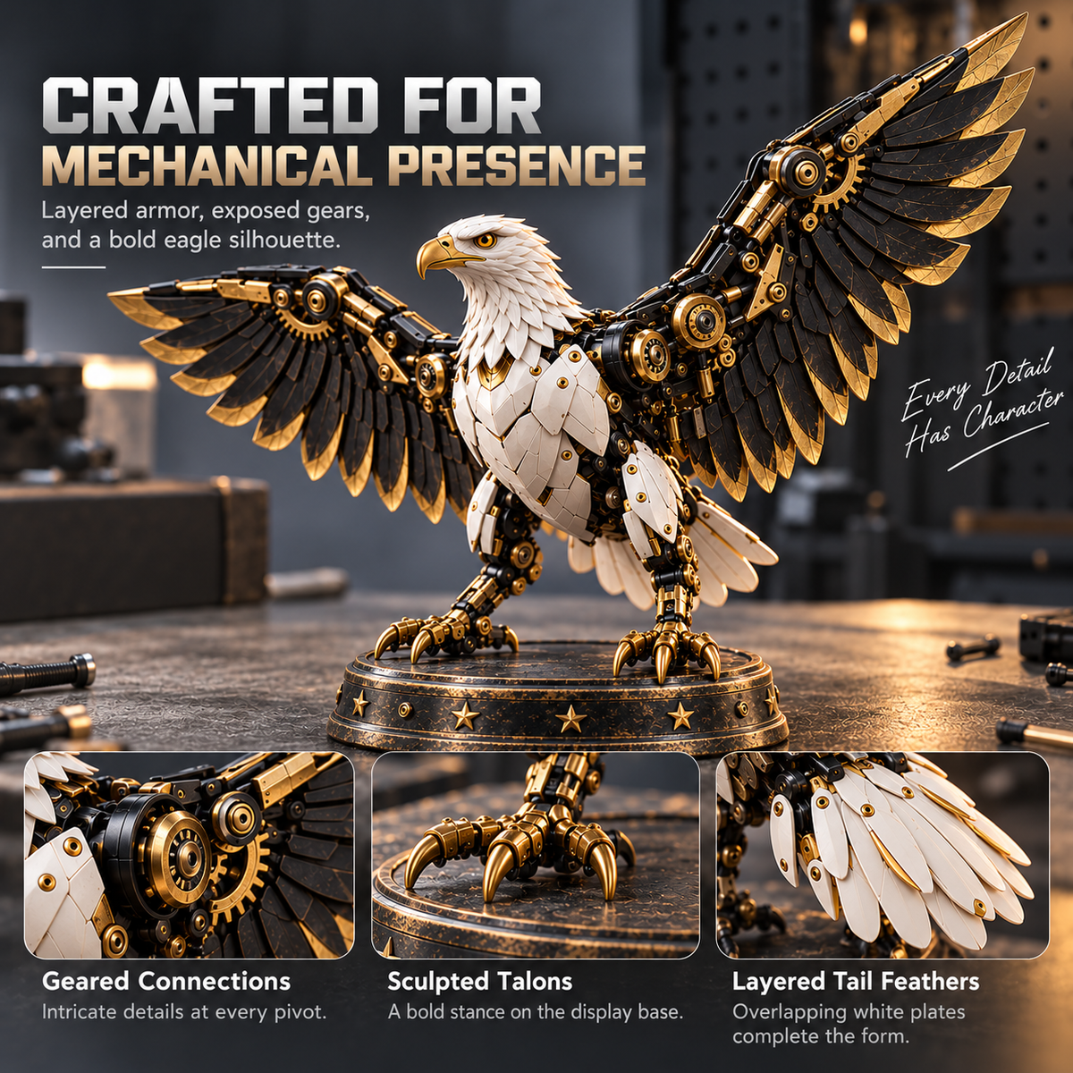 🎁Last Day 49% OFF - 🦅 Egg To Bald Eagle – 2-in-1 Transforming Mechanical Figure🥚