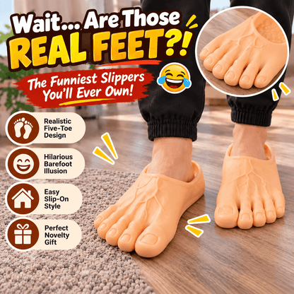 ✨🏆Early Holiday Sale 49% OFF😂 Realistic Barefoot Slippers – Funny Giant Toe Slides, Hilarious Prank Gift 👣