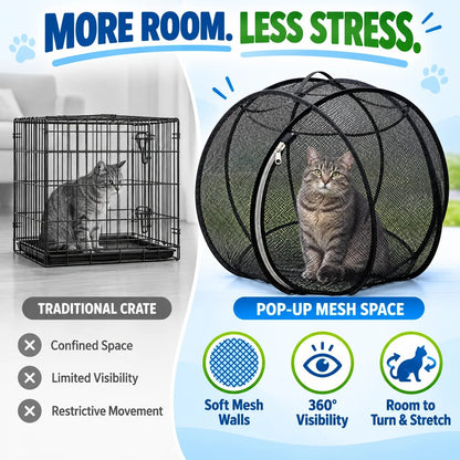 🐱🌿 FreshAir Cat HavenTM – Pop-Up Mesh Playpen