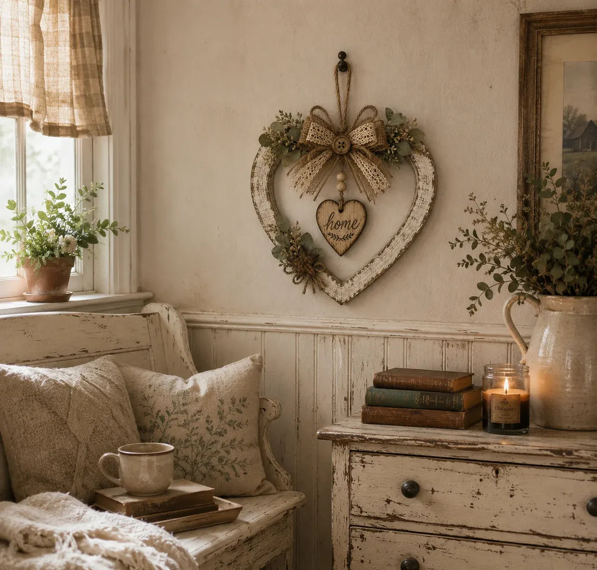 🎁Last Day 49% OFF - 🏡Rustic Farmhouse Heart Wall Decor with "Home" Sign🤎