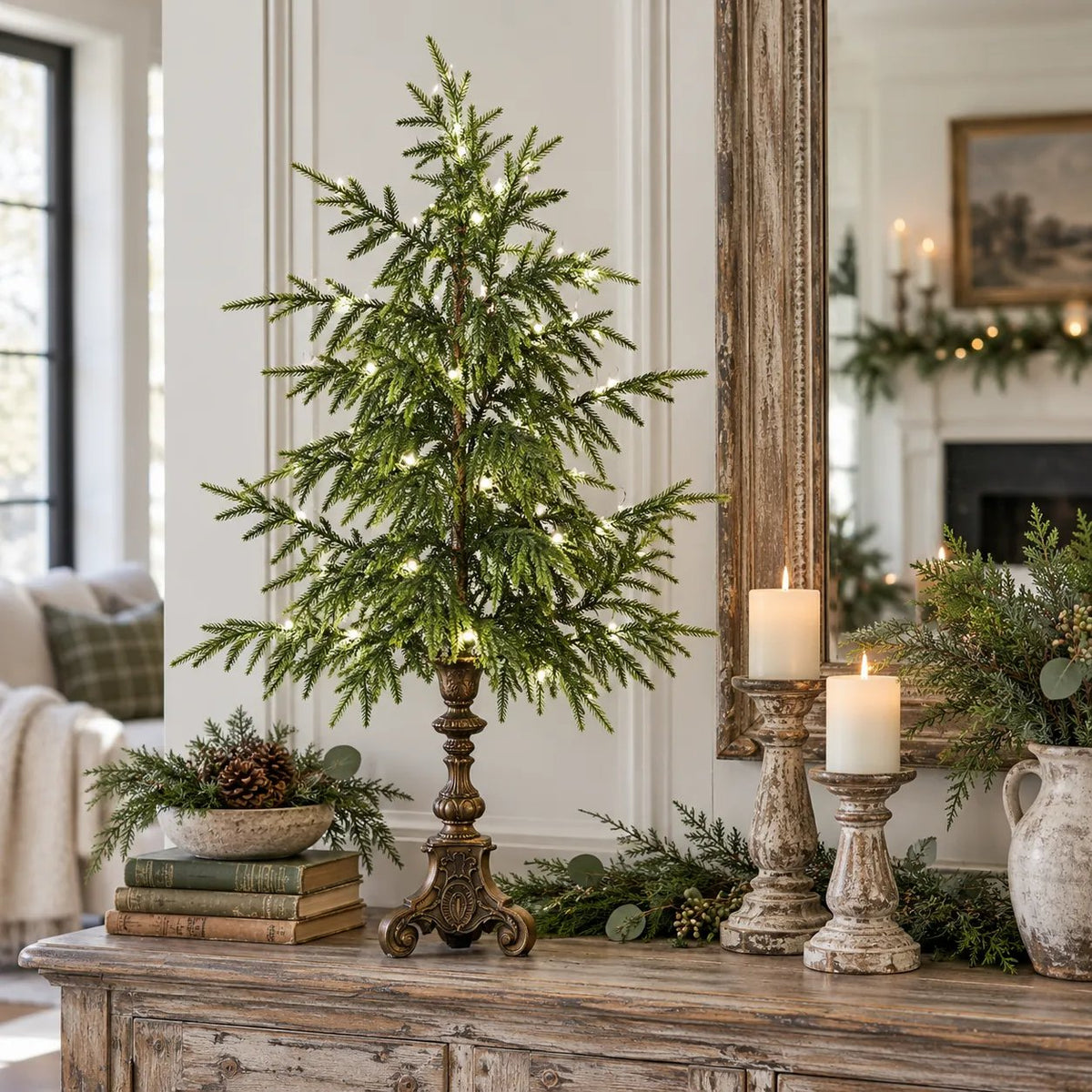 🎁Last Day 49% OFF - 🎄Vintage Lighted Norfolk Pine Trees✨