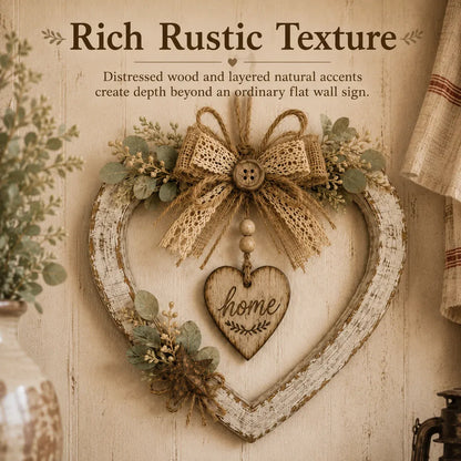 🎁Last Day 49% OFF - 🏡Rustic Farmhouse Heart Wall Decor with "Home" Sign🤎