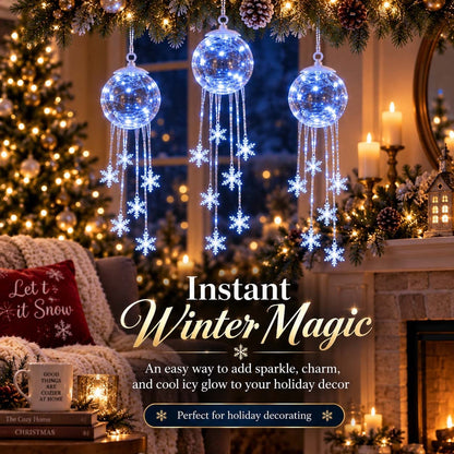 Winter Magic Snowflake Waterfall – Hanging LED Christmas Decorations❄️