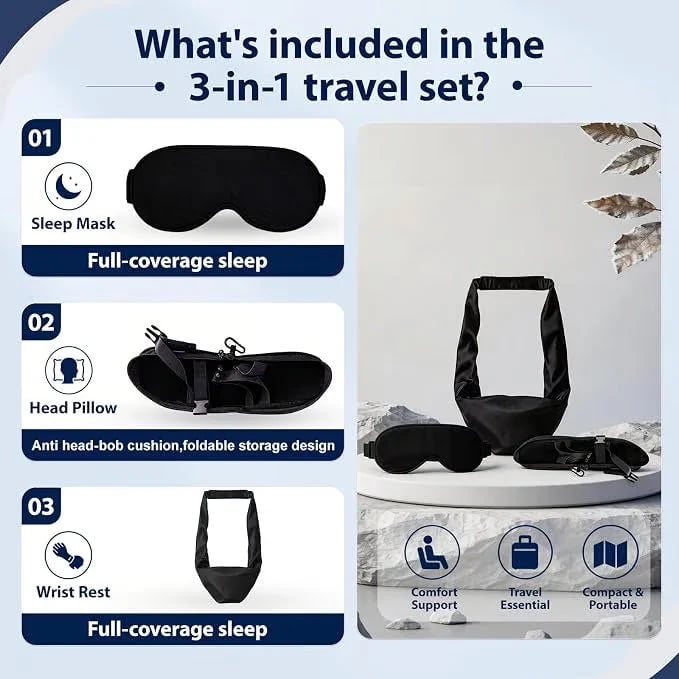 3-in-1 Airplane Sleep Support System - Carry On-Friendly Travel Bedding Accessory Set ✈️