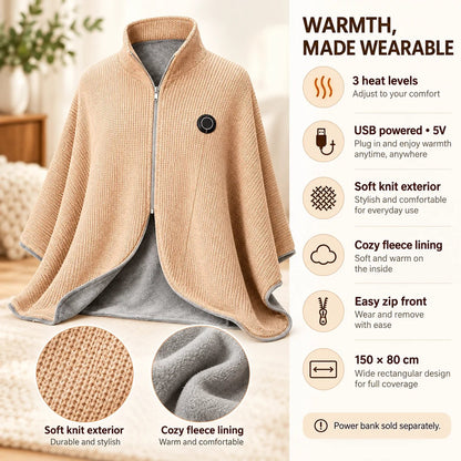 🔥Last Day 49% OFF —Wearable Heated Shawl 3 HeatLevels Portable Thermal Wrap