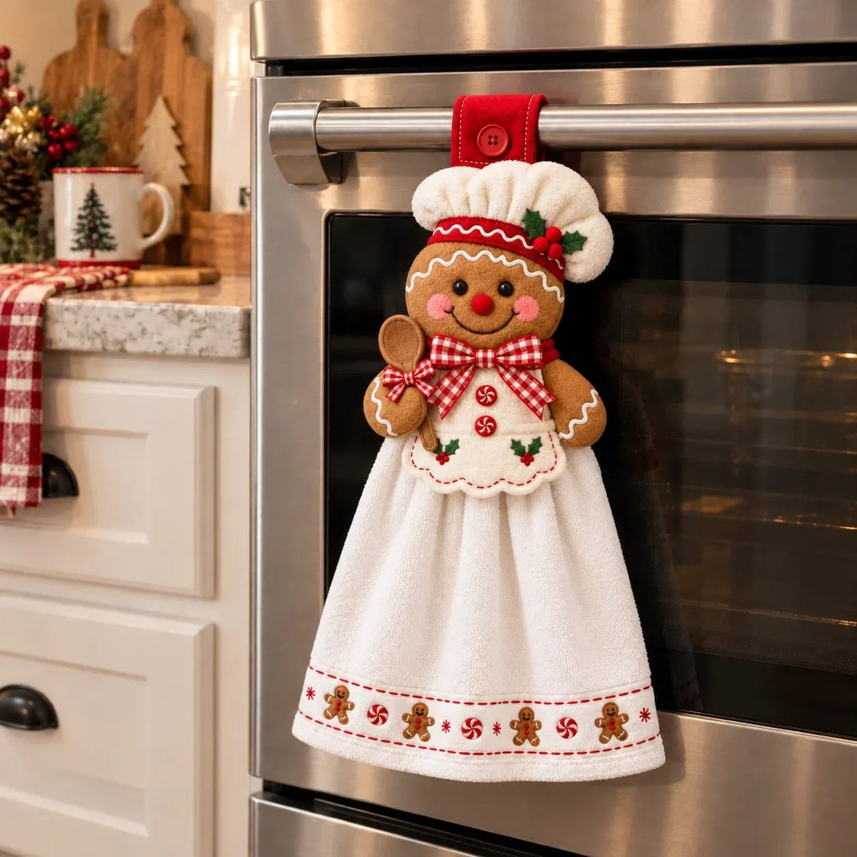 🔥 Last Day 49% OFF - 🎄Christmas Hanging Hand Towel | Button-On Loop Keeps It Within Reach⛄️