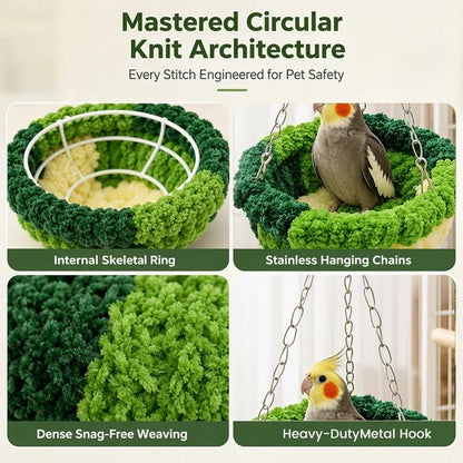 🧶 Warm Winter Bird Hanging Hammock – Cozy, Soft, Cage Decor ✨
