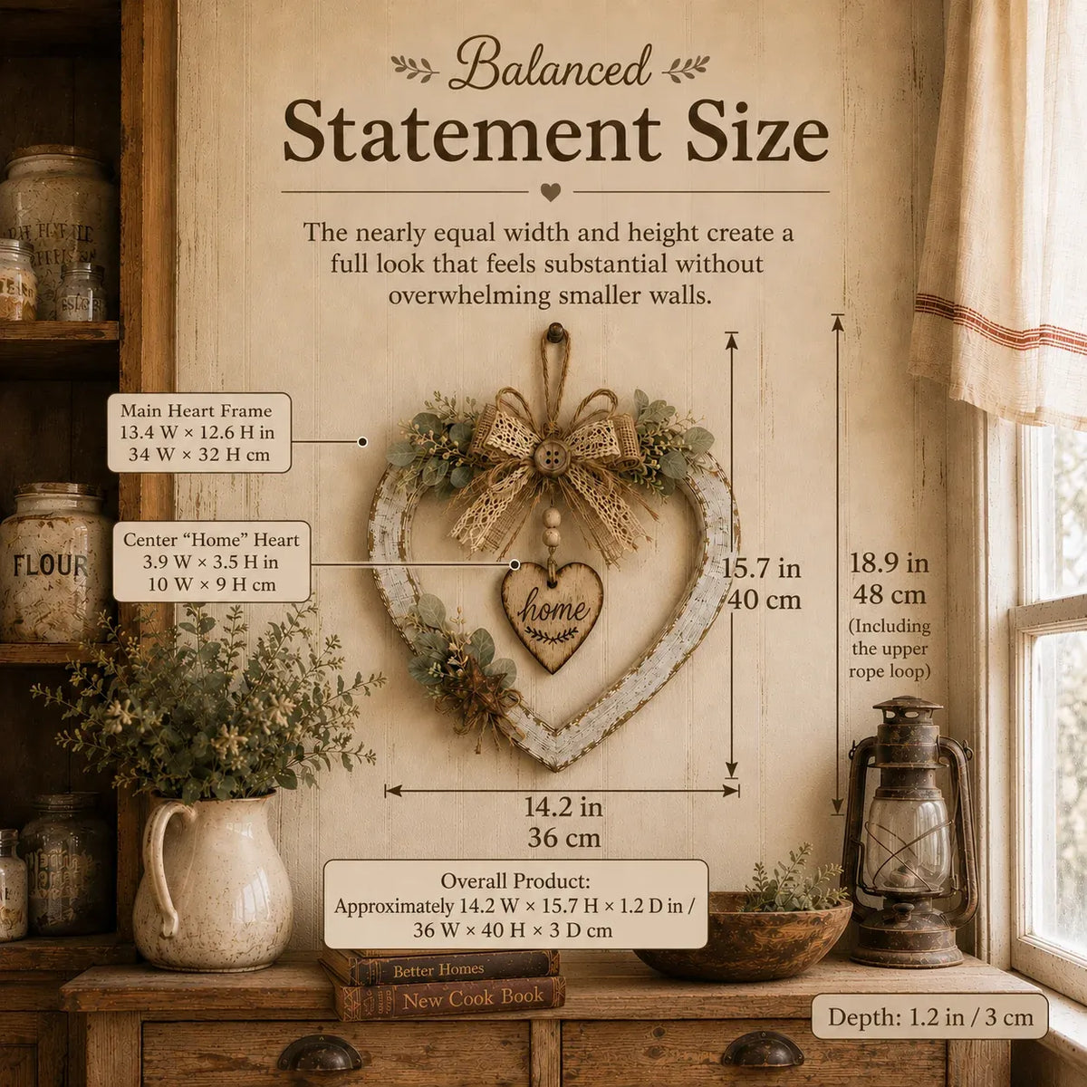 🎁Last Day 49% OFF - 🏡Rustic Farmhouse Heart Wall Decor with "Home" Sign🤎