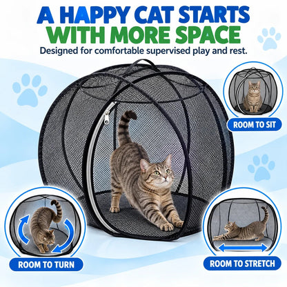 🐱🌿 FreshAir Cat HavenTM – Pop-Up Mesh Playpen