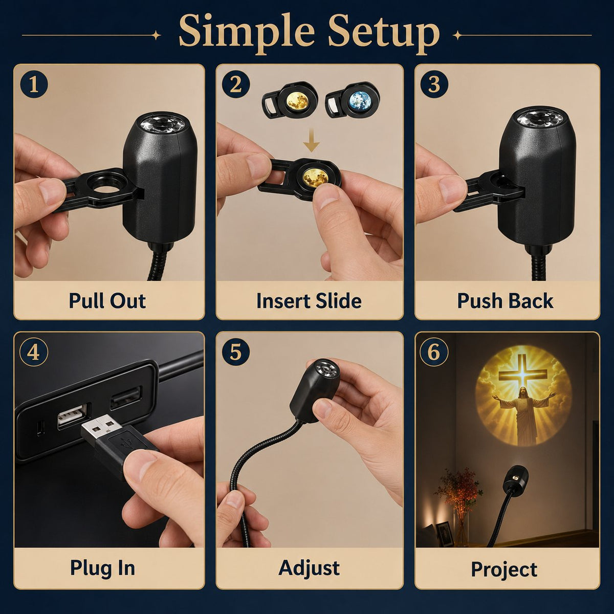 🎁Last Day 49% OFF - 🙏USB Jesus Wall Projection Lamp – Bring Peaceful Worship Glow Into Your Home✨