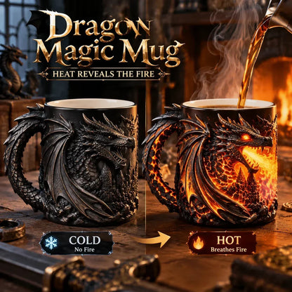 🔥 Last Day 49% OFF - 🐉 Dragonfire 3D Heat-Reveal Magic Mug | Add a Hot Drink. Awaken the Dragon.🔥